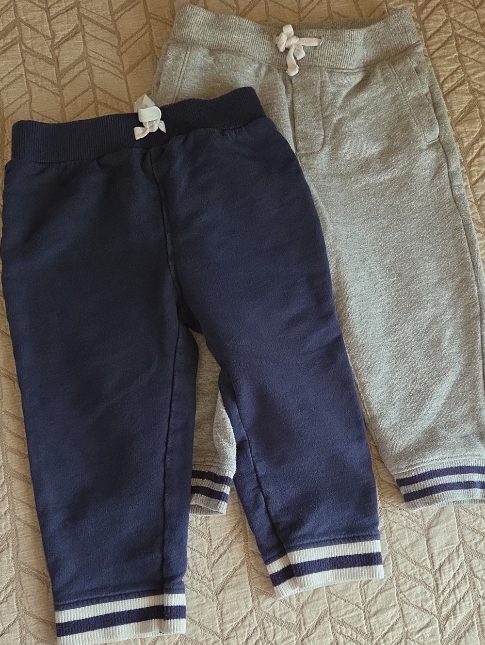Janie and Jack Navy & Heather Gray Sweatpants with Stripe Cuffs